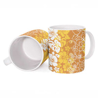 Hawaiian Lei Day Ceramic Mug Gold Hibiscus Flowers Lei Art - Polynesian Pride