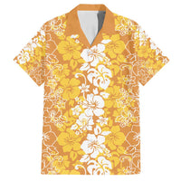 Hawaiian Lei Day Family Matching Long Sleeve Bodycon Dress and Hawaiian Shirt Gold Hibiscus Flowers Lei Art LT9 Dad's Shirt - Short Sleeve Gold - Polynesian Pride