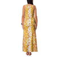 Hawaiian Lei Day Family Matching Tank Maxi Dress and Hawaiian Shirt Gold Hibiscus Flowers Lei Art LT9 - Polynesian Pride