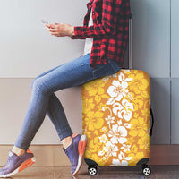 Hawaiian Lei Day Luggage Cover Gold Hibiscus Flowers Lei Art