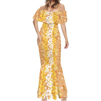 Hawaiian Lei Day Mermaid Dress Gold Hibiscus Flowers Lei Art LT9 - Polynesian Pride