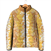Hawaiian Lei Day Padded Jacket Gold Hibiscus Flowers Lei Art - Polynesian Pride