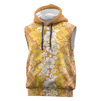 Hawaiian Lei Day Sleeveless Hoodie Gold Hibiscus Flowers Lei Art LT9 Gold - Polynesian Pride