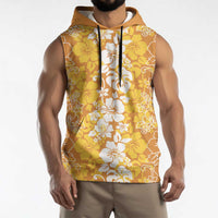 Hawaiian Lei Day Sleeveless Hoodie Gold Hibiscus Flowers Lei Art LT9 - Polynesian Pride