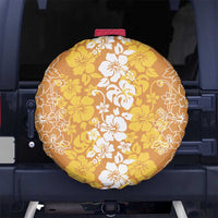 Hawaiian Lei Day Spare Tire Cover Gold Hibiscus Flowers Lei Art