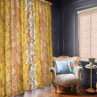Hawaiian Lei Day Window Curtain Gold Hibiscus Flowers Lei Art