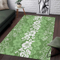 Hawaiian Lei Day Area Rug Green Hibiscus Flowers Lei Art