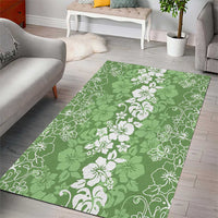 Hawaiian Lei Day Area Rug Green Hibiscus Flowers Lei Art