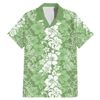 Hawaiian Lei Day Family Matching Mermaid Dress and Hawaiian Shirt Green Hibiscus Flowers Lei Art LT9 Dad's Shirt - Short Sleeve Green - Polynesian Pride