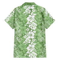 Hawaiian Lei Day Family Matching Short Sleeve Bodycon Dress and Hawaiian Shirt Green Hibiscus Flowers Lei Art LT9 - Polynesian Pride