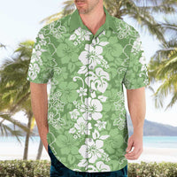 Hawaiian Lei Day Hawaiian Shirt Green Hibiscus Flowers Lei Art