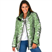 Hawaiian Lei Day Padded Jacket Green Hibiscus Flowers Lei Art - Polynesian Pride