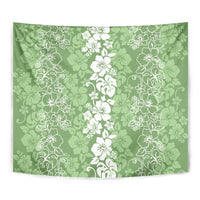 Hawaiian Lei Day Tapestry Green Hibiscus Flowers Lei Art