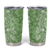 Hawaiian Lei Day Tumbler Cup Green Hibiscus Flowers Lei Art
