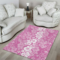 Hawaiian Lei Day Area Rug Pink Hibiscus Flowers Lei Art