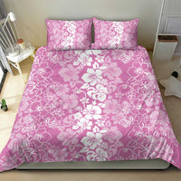Hawaiian Lei Day Bedding Set Pink Hibiscus Flowers Lei Art