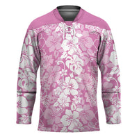 Hawaiian Lei Day Hockey Jersey Pink Hibiscus Flowers Lei Art - Polynesian Pride