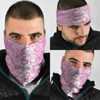 Hawaiian Lei Day Neck Gaiter Pink Hibiscus Flowers Lei Art - Polynesian Pride
