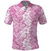 Hawaiian Lei Day Polo Shirt Pink Hibiscus Flowers Lei Art