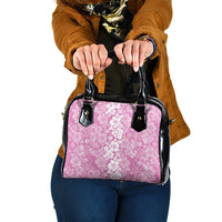 Hawaiian Lei Day Shoulder Handbag Pink Hibiscus Flowers Lei Art