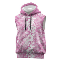 Hawaiian Lei Day Sleeveless Hoodie Pink Hibiscus Flowers Lei Art LT9 Pink - Polynesian Pride