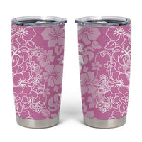 Hawaiian Lei Day Tumbler Cup Pink Hibiscus Flowers Lei Art