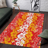 Hawaiian Lei Day Area Rug Red Hibiscus Flowers Lei Art
