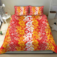 Hawaiian Lei Day Bedding Set Red Hibiscus Flowers Lei Art