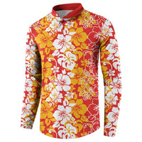 Hawaiian Lei Day Button Sweatshirt Red Hibiscus Flowers Lei Art LT9 - Polynesian Pride