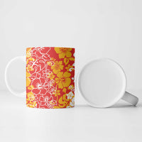 Hawaiian Lei Day Ceramic Mug Red Hibiscus Flowers Lei Art - Polynesian Pride
