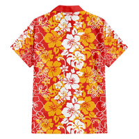 Hawaiian Lei Day Family Matching Off Shoulder Short Dress and Hawaiian Shirt Red Hibiscus Flowers Lei Art LT9 - Polynesian Pride