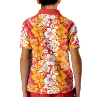 Hawaiian Lei Day Kid Polo Shirt Red Hibiscus Flowers Lei Art