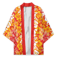 Hawaiian Lei Day Kimono Red Hibiscus Flowers Lei Art LT9 Unisex Red - Polynesian Pride