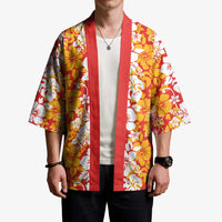 Hawaiian Lei Day Kimono Red Hibiscus Flowers Lei Art LT9 - Polynesian Pride