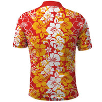 Hawaiian Lei Day Polo Shirt Red Hibiscus Flowers Lei Art