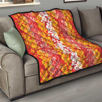 Hawaiian Lei Day Quilt Red Hibiscus Flowers Lei Art