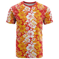 Hawaiian Lei Day T Shirt Red Hibiscus Flowers Lei Art