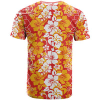 Hawaiian Lei Day T Shirt Red Hibiscus Flowers Lei Art