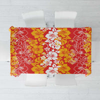 Hawaiian Lei Day Tablecloth Red Hibiscus Flowers Lei Art LT9 Red - Polynesian Pride