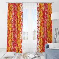 Hawaiian Lei Day Window Curtain Red Hibiscus Flowers Lei Art LT9 - Polynesian Pride