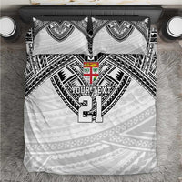 Flying Fijians Pacific Fiji Rugby Custom Bedding Set Polynesian Pattern LT9 White - Polynesian Pride