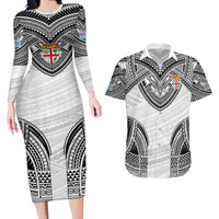 Flying Fijians Pacific Fiji Rugby Custom Couples Matching Long Sleeve Bodycon Dress and Hawaiian Shirt Polynesian Pattern