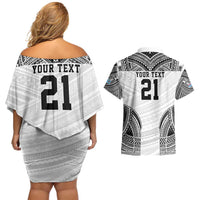 Flying Fijians Pacific Fiji Rugby Custom Couples Matching Off Shoulder Short Dress and Hawaiian Shirt Polynesian Pattern