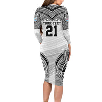 Flying Fijians Pacific Fiji Rugby Custom Family Matching Long Sleeve Bodycon Dress and Hawaiian Shirt Polynesian Pattern