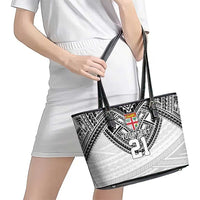 Flying Fijians Pacific Fiji Rugby Custom Leather Tote Bag Polynesian Pattern