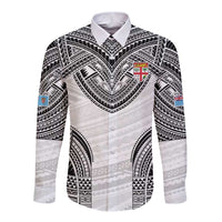 Flying Fijians Pacific Fiji Rugby Custom Long Sleeve Button Shirt Polynesian Pattern