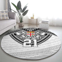 Flying Fijians Pacific Fiji Rugby Custom Round Carpet Polynesian Pattern