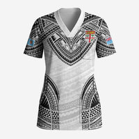 Flying Fijians Pacific Fiji Rugby Custom Scrub Top Polynesian Pattern - Polynesian Pride