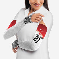 Ikale Tahi Pacific Tonga Rugby Custom Arm Sleeves Tongan Ngatu with Flag Pattern - Polynesian Pride