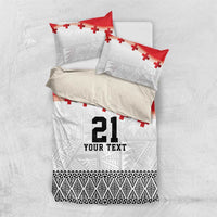 Ikale Tahi Pacific Tonga Rugby Custom Bedding Set Tongan Ngatu with Flag Pattern LT9 US Twin 172cm x 218cm Red - Polynesian Pride